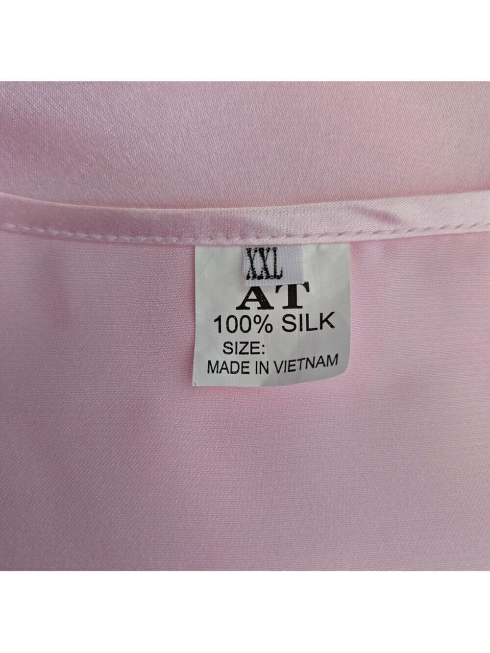 ROBE & CAMISOLE PAJAMA SET 100% SILK WOMEN PINK EMBROIDERED FLORAL DESIGN XXL - Picture 14 of 14